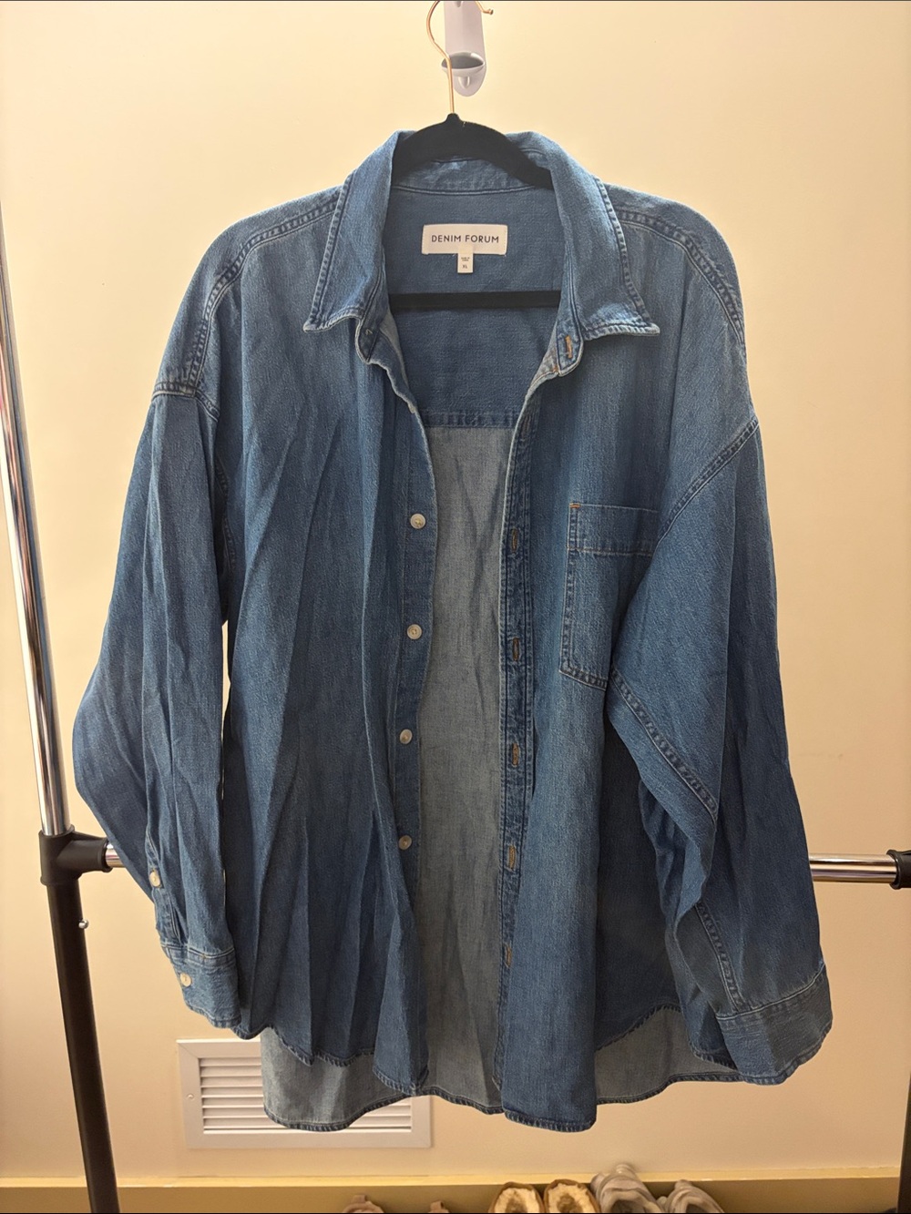 Aritzia blue denim button-down